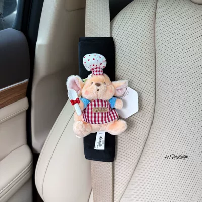 Sürətlər qutusu və əl tormozu başlıqları Flower Car Seatbelt Shoulder Pad - black-velvet-shoulder-pads-baby-red-check-chef-authentic-little-bean-flower-single