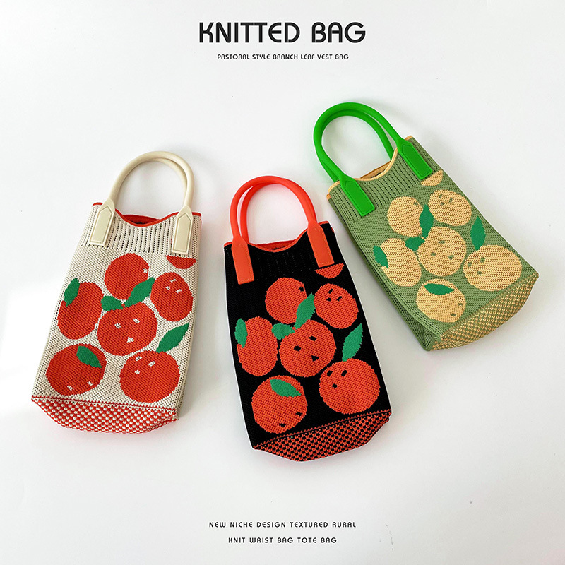 Bolso de las mujeres nicho diseño de naranja fresco mini bolso del teléfono todo partido de punto hombro bolsa de mensajero monedero