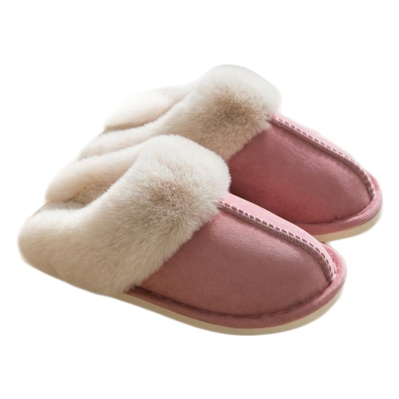 2023 pareja de piel de venado de felpa de algodón zapatillas de fondo grueso antideslizante cálido hombres y mujeres zapatos de confinamiento en el hogar cuadrados fábrica al por mayor