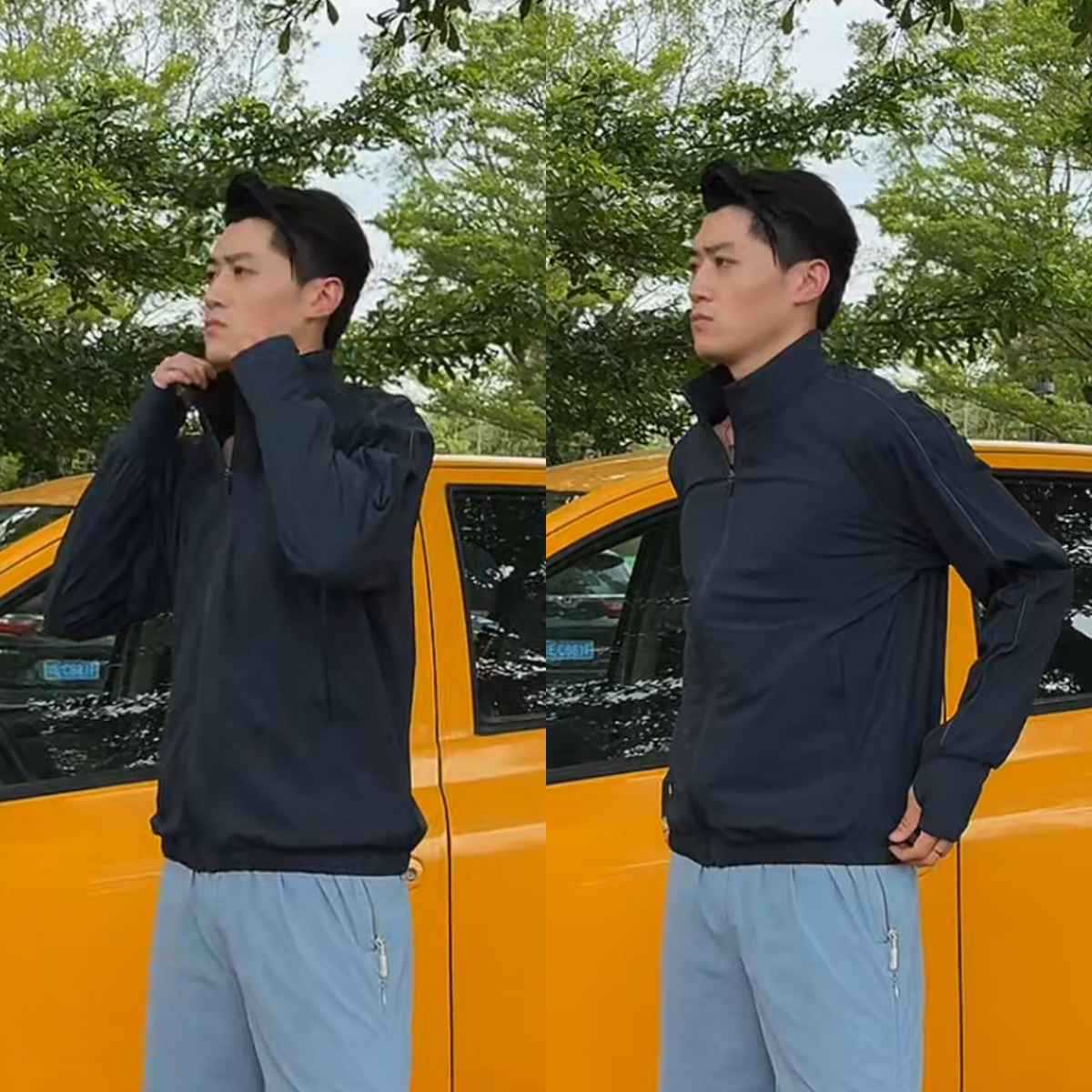 Outdoor Functional Stand-Up Collar Sports Lightweight Fashion Jacket Men's Summer Ice Silk Cool Golf Cycling Jacket Top