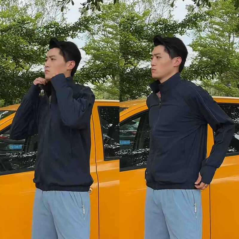 Outdoor Functional Stand-Up Collar Sports Lightweight Fashion Jacket Men's Summer Ice Silk Cool Golf Cycling Jacket Top