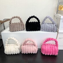 新款毛绒包包女秋冬质感单间斜挎包小众潮流百搭手提包跨境批发