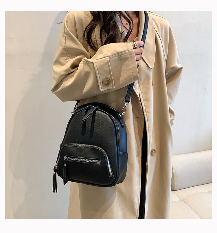Fashionable And Versatile Solid Color Backpack Women's Urban Minimalist PU Business Backpack_voghion.com