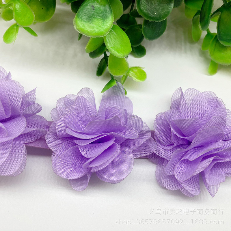 精美手摇6厘米雪纺花朵立体雪纺花 领口童装女装婚纱手工辅料