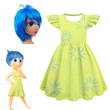 飞飞袖冰丝裙女童裙 inside out2  服装假发cosplay套装10202