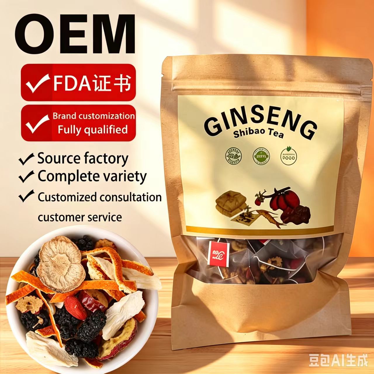 Ginseng Ten Treasures Tea Ren Shen Shi Bao Cha 20 Triangle Tea Bags 100g Daily Wellness Brew preparation