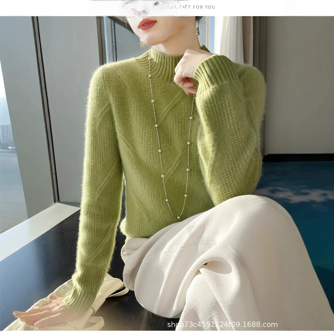 Новый стиль с половинным вырезом осенний и зимний новый кардиган дамы дикий пуловер толстый свитер вязаный нижний топ прилив