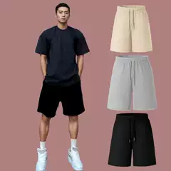 Trousers 360G Heavy Cotton Shorts Men's Summer Outer Wear Loose Sports Pants Japanese Solid Color Pants Trendy Brand