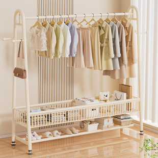Coat Rack Floor-Standing Clothes Rack Household Mobile Indoor Bedroom Clothes Hanger Balcony Rack Clothes Drying Rack Simple