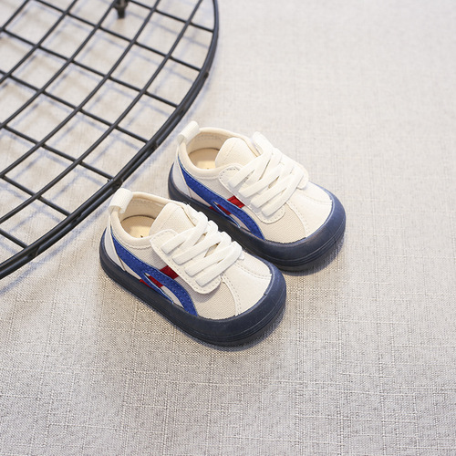 INS Korean children's canvas shoes for boys and girls, AGNES board shoes for children aged 1-5, anti-slip and wear-resistant magic sticker baby shoes