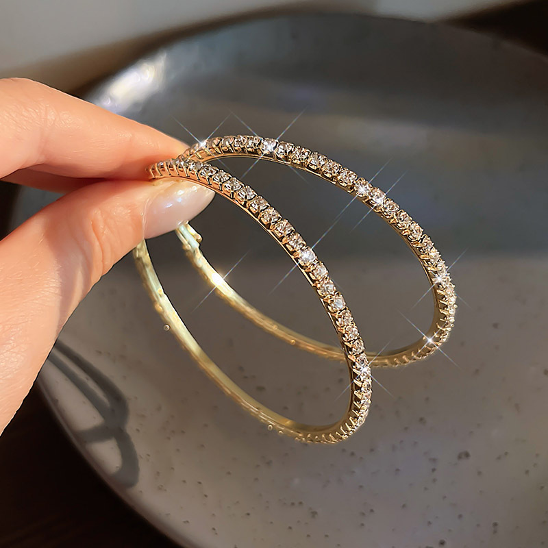 골든 지르콘 스파클링 다이아몬드 귀걸이 버클-6.2CM