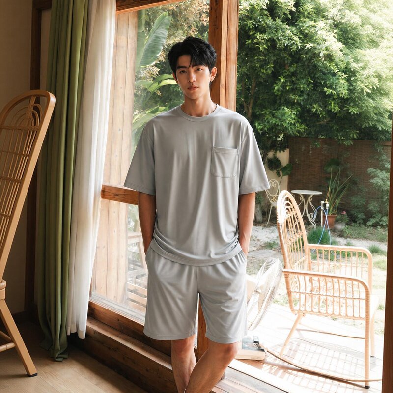 [Super Soft] Summer Modal Cotton Pajamas Class a Antibacterial Men's Cool-Friendly Style Fashionable Home Wear That Can Be Worn Outside