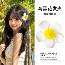 2025海岛度假风高级感鸡蛋花发饰侧边夹耳畔发卡优雅海边头饰