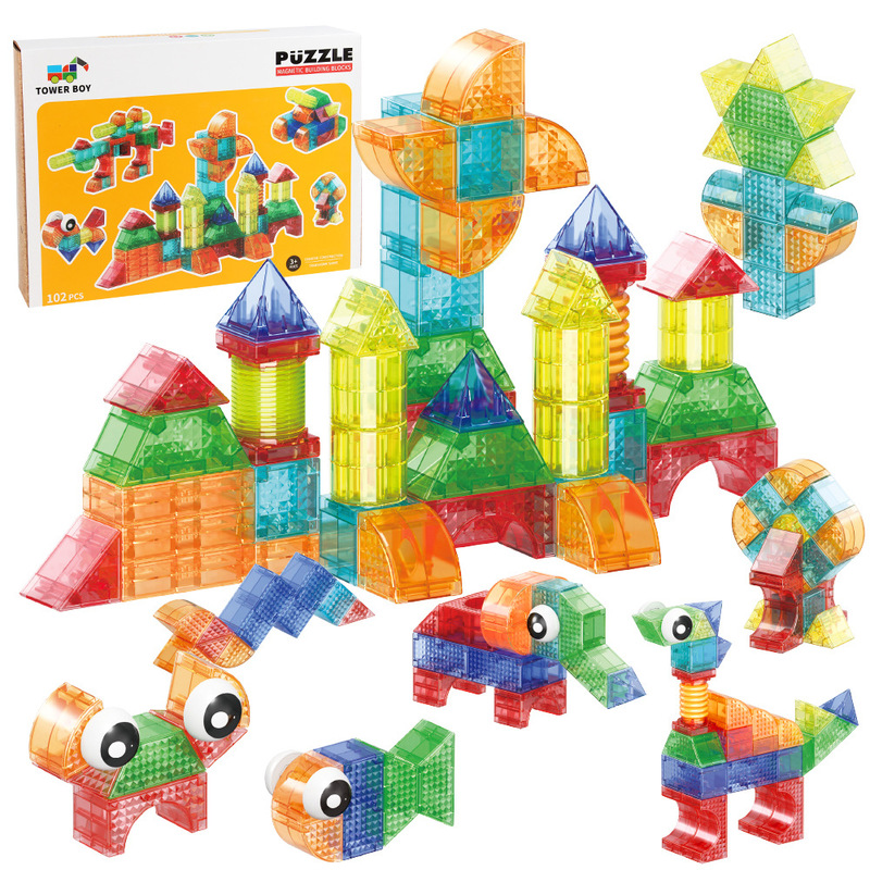 Cross-Border Children's Versatile Magnetic Building Blocks Large Particle 3D Geometric DIY Early Education Assembly Magnetic Toy