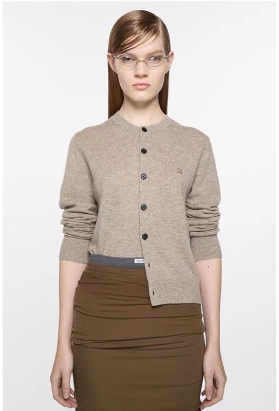 2025 New Autumn Solid Color Versatile Commuter Smiley Face Embroidered Soft Waxy Loose Knitted Cardigan for Women