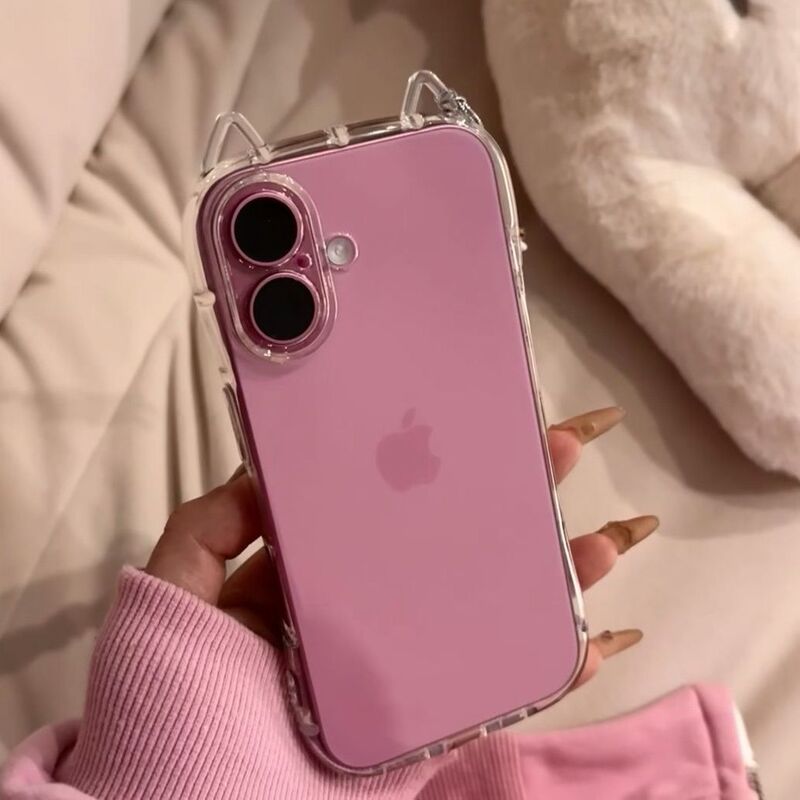 For Apple 15 16 mobile phone case 16PROMAX simple material cat ear mobile phone case 14 soft case 12promax For Apple 15 16 mobile phone case 16PROMAX simple material cat ear mobile phone case 14 soft case 12promax