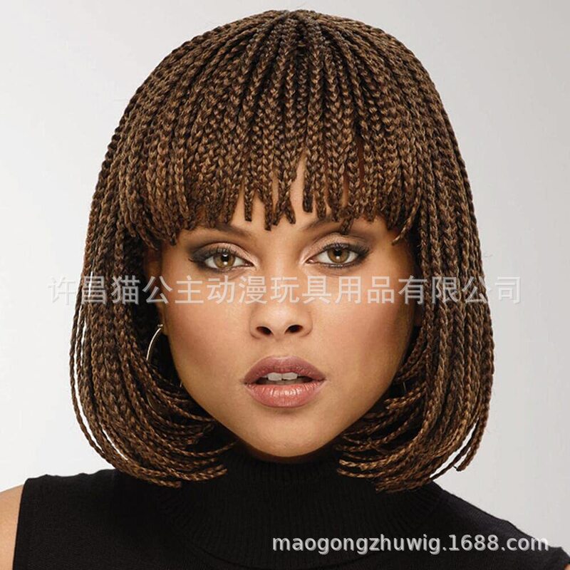 African wig braid wig women's short BoBo Bob head wig braid chemical fiber headgear spot wholesale