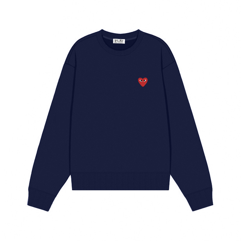 Comme des Garcons川久PLAY刺绣爱心秋冬季长袖圆领毛圈卫衣 男女|undefined