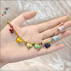 璞佐金店同款沙金diy配件珐琅葫芦吊坠项链七子葫芦盘缠手链