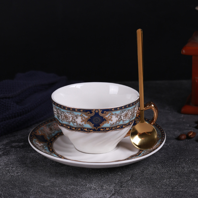 Taza de café de alta calidad, lujo ligero, alto valor, hilo europeo, taza barroca, pequeño y exquisito café con leche para el hogar de oficina