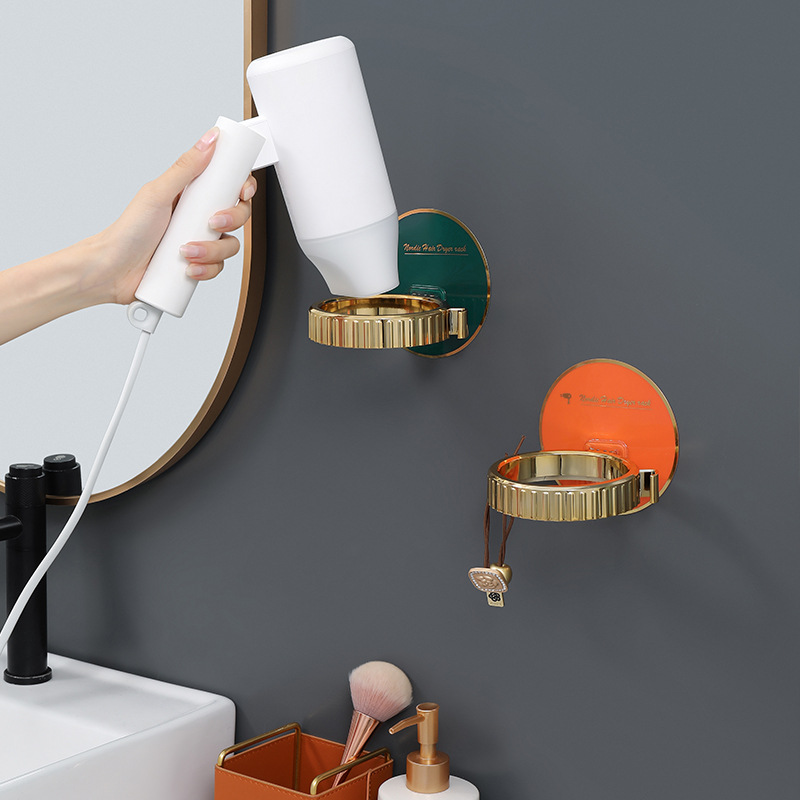 Hair dryer rack, no punching, household bathroom hair dryer storage rack, traceless storage rack, wall-mounted hair dryer rack