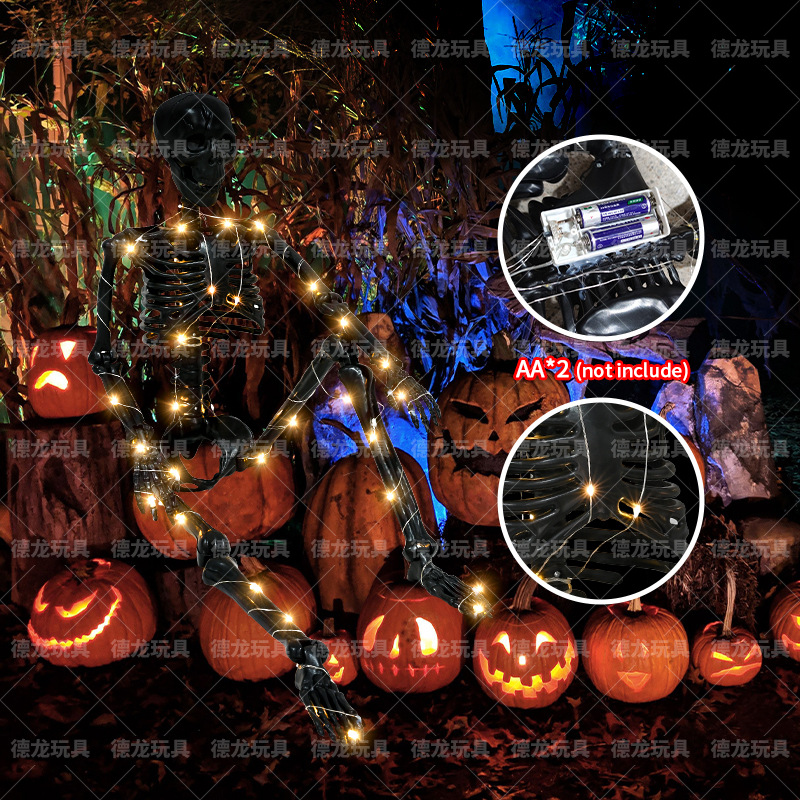 Esqueleto de Halloween 90cm modelo de esqueleto humano de simulación negra casa embrujada escenario de diseño de props
