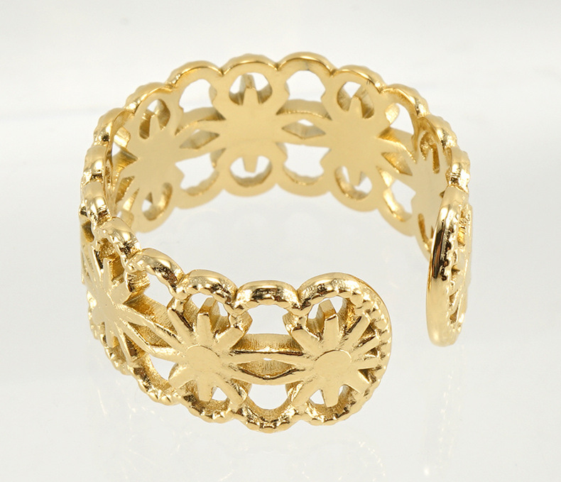 Geometric, Sun Pattern Unisex Gender Fashion Geometric Sun Titanium Steel Open Ring Plating Stainless Steel Rings