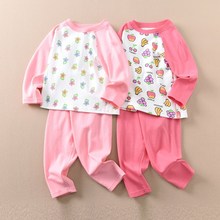 儿童女孩装秋衣秋裤家居服套棉毛插肩长袖出口日本跨境工厂睡衣套