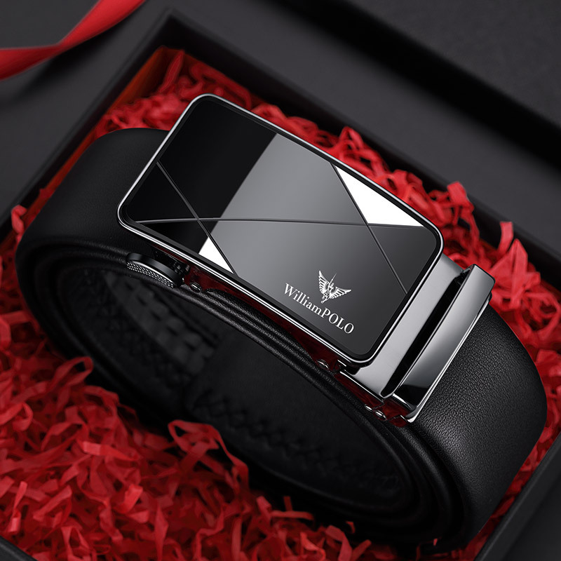 Cinturón de cuero genuino para hombre de alta gama, con hebilla automática de aleación, cinturón de Guangzhou para hombre, venta al por mayor genuina.