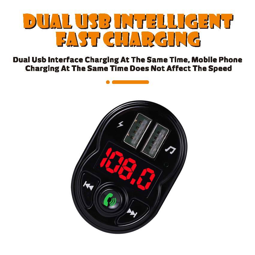 Southeast Asia Cross-Border Independent Station Manufacturer Supply Wireless Car Bluetooth Adapter Hands-Free Call U Disk/Tf Card Broadcast