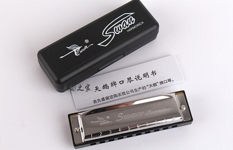 Swan 10-Hole C Blues Harmonica Beginner 10-Hole Harmonica Children Adults Harmonica Music Instrument