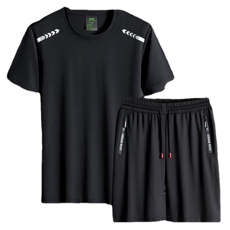 Traje de los hombres 2022 traje de seda de hielo absorbente de sudor transpirable moda camiseta pantalones cortos deportes casuales verano traje de los hombres