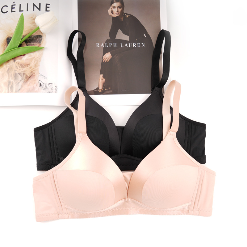 Fábrica de Shantou punto sin anillo de acero sujetador de mujer una pieza de ajuste cómodo sin marcas juntar sujetador de ropa interior anti-caída