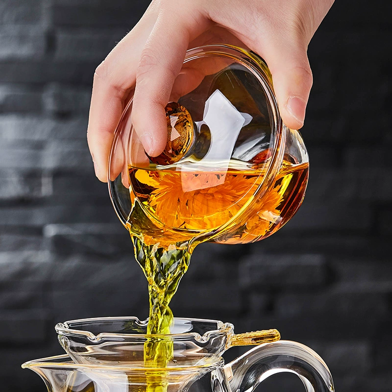 Glass tea cup, transparent tea set, big grabber