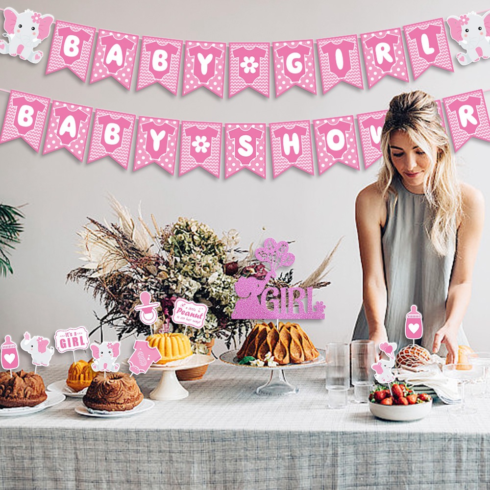El nuevo estilo Yingying Pie para artículos de decoración Pink Elephant girl sexo revela la decoración de fiesta de baby shower