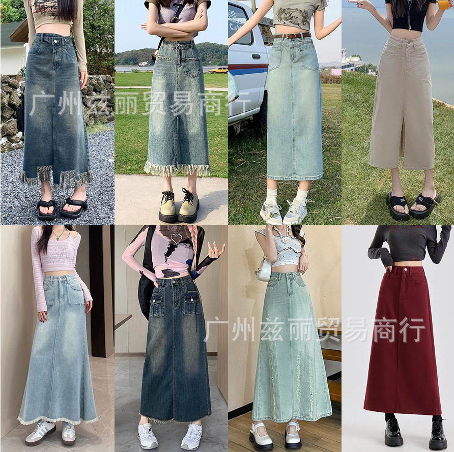 Brand retro fashionable spring denim skirt