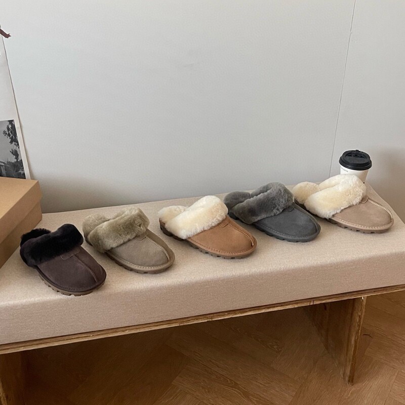 Henan Sangpo Village Snow Boots Couple Style Leather and Fur Integrated Wool and Cowhide Slippers, Same Style as Internet Celebrities, Flat Slippers