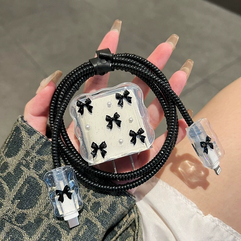 Черный лук для iphone Apple зарядное устройство быстрая зарядная головка 18w20w защитный чехол