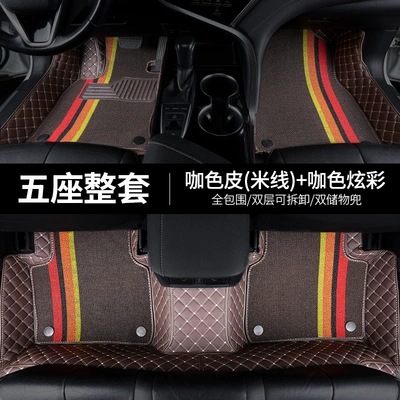 car accessories, full-coverage 7-seater driver Modelə uyğun ayaqaltı - jac-ruifeng-rf8-phev-7-seater-vehicle-2-2-32024-2025-model-five-piece-setbrown-leather-with-beige-stitching-brown-snowy-cushions