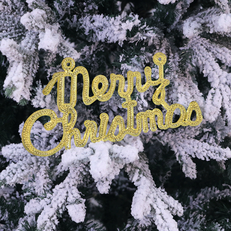 Bulk Christmas Decorations Gold English Letter Plaque Christmas Tree Hook Christmas Tree Ornaments Hanger Name Tag