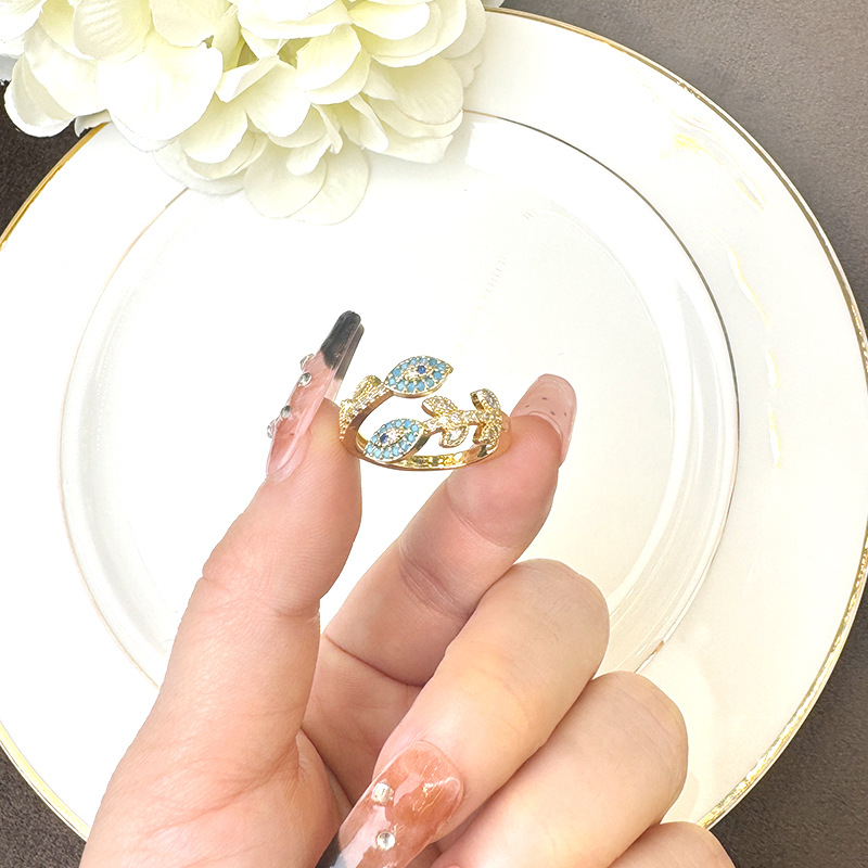 Nuevos productos transfronterizos de oro de arena de 18 quilates de ojos de diablo anillo de anillo de nicho femenino simple joyas de estilo europeo y americano al por mayor