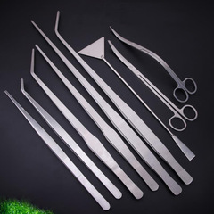 Stainless steel round head non-slip large tweezers aquatic plants aquarium tank household tweezers insect clips extra long tweezers clip