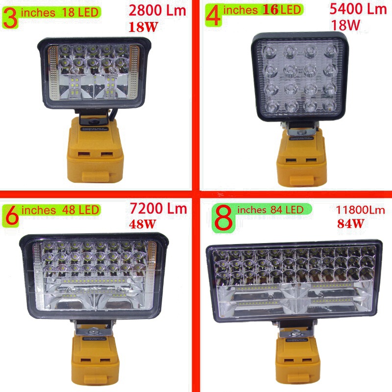 Suitable for DEWALT 20V Lithium Battery Work Light LED Outdoor Lighting Repair Light with USB Socket Suitable for DEWALT 20V Lithium Battery Work Light LED Outdoor Lighting Repair Light with USB Socket