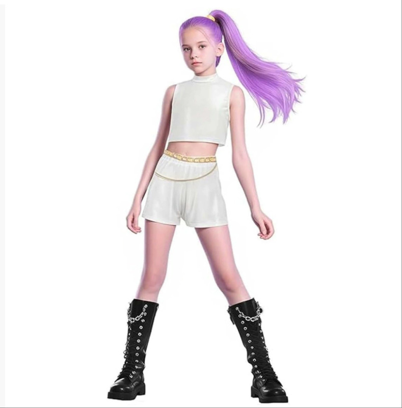 现货 跨境鲁米拉佐伊女孩猎魔女团cos万圣服饰装扮舞台儿童套服装|undefined