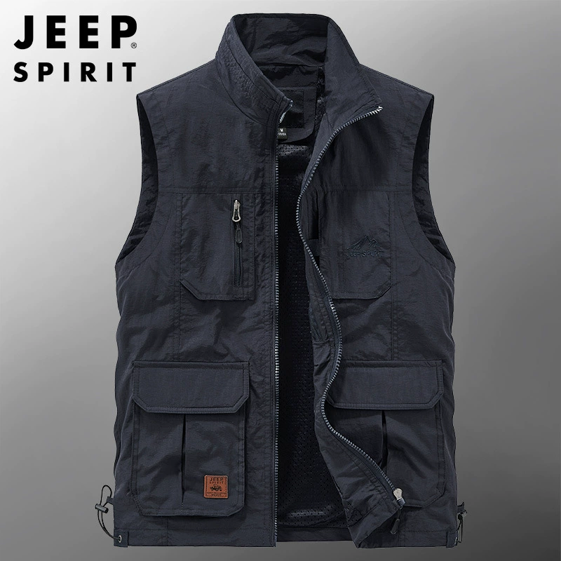 Мужской весенне-осенний жилет, мужской Молодежный уличный жилет через плечо, повседневный жилет для рыбалки с несколькими сумками, жилет 7002