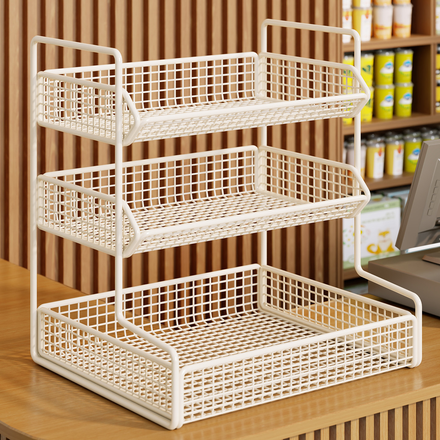Estante de Exhibición Trapezoidal de Varios Niveles para Supermercado y Tiendas
