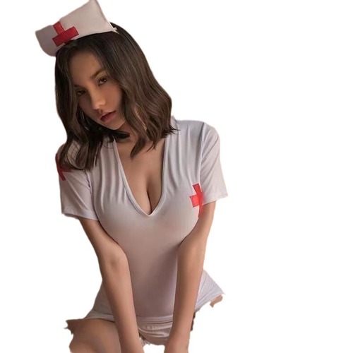 Women's sexy wrap-style backless buttock-enhancing plus-size clothing, suitable for individuals weighing up to 200 pounds, includes nurse's uniform, attendant's uniform, and underwear set.