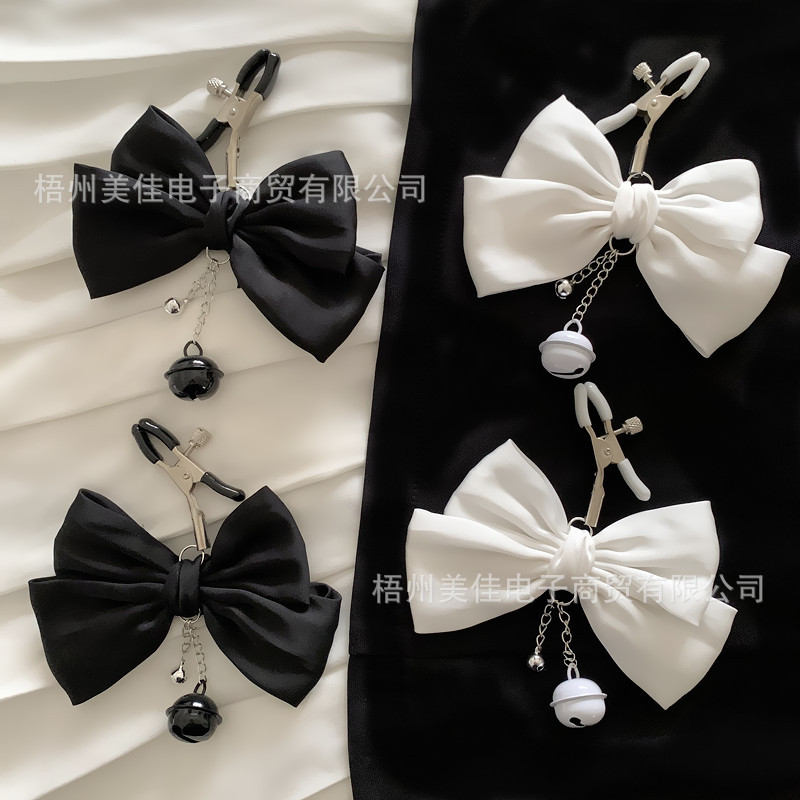 Satin Bow Bell Milk Clamp sm Flirting Punishment Mimi Clamp Sex Toy Anal Plug Backroom Tune