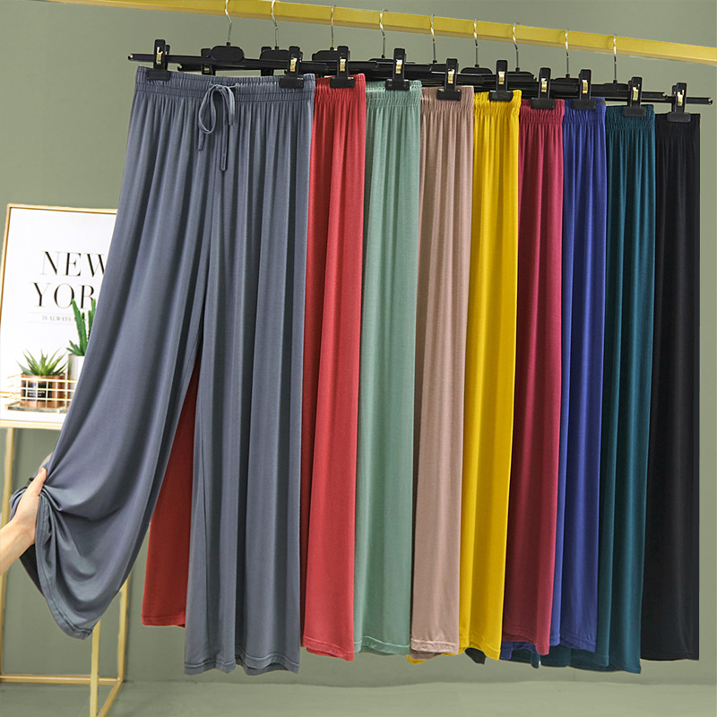 Solid Color Modal Wide Leg Pants Women's Spring and Summer Thin Draping Casual Pants Large Size Loose High Waist Sports Straight Pants