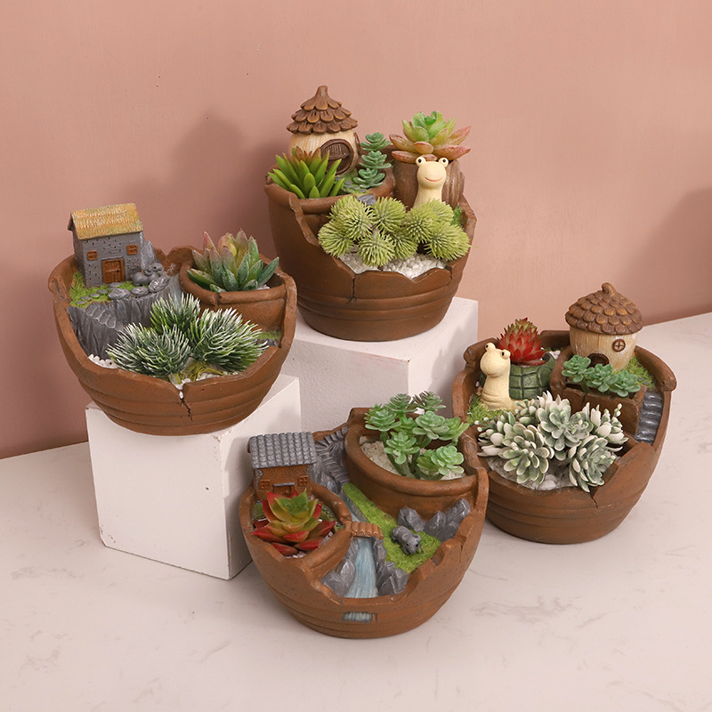 Chậu Cây Resin Chậu cây mọng nước treo phong cách vườn trên không, chậu resin hoạt hình, trang trí ban công (RG-157)